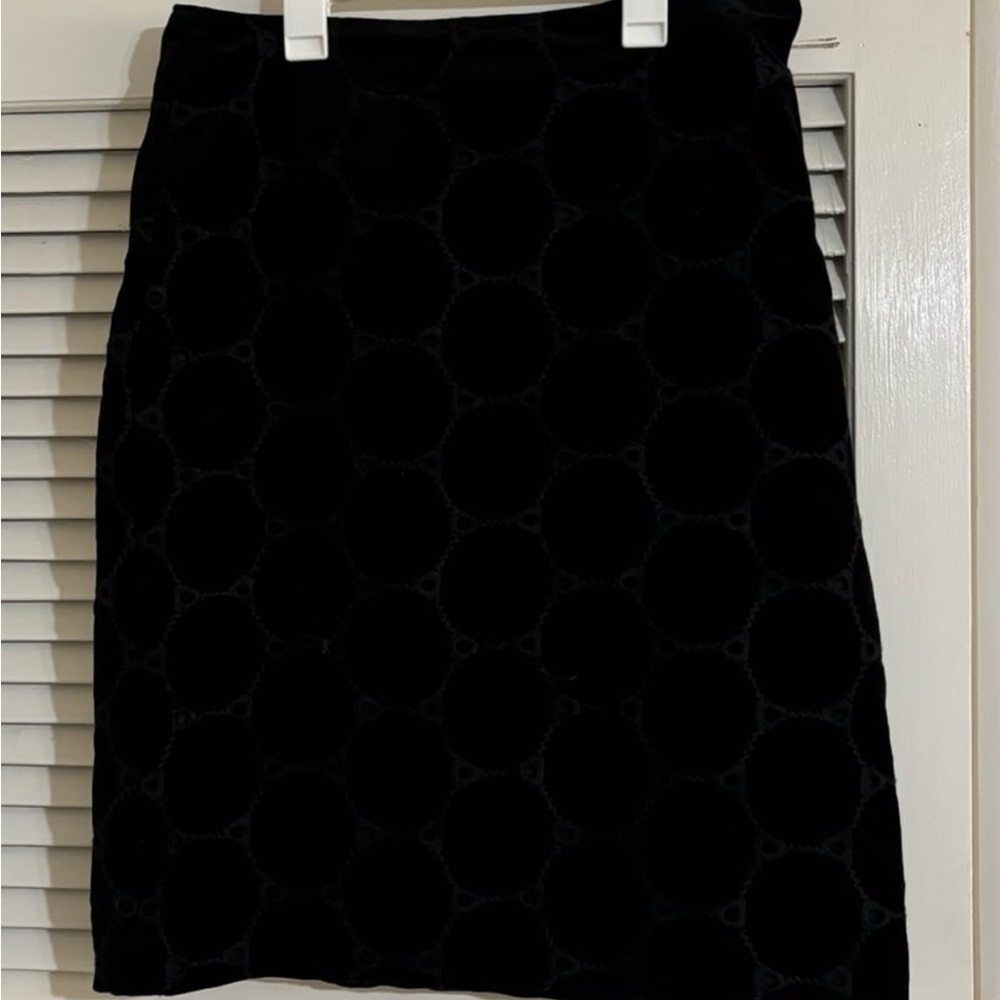 Boden Black Velvet Circle Pencil Career Skirt  Size 10L
